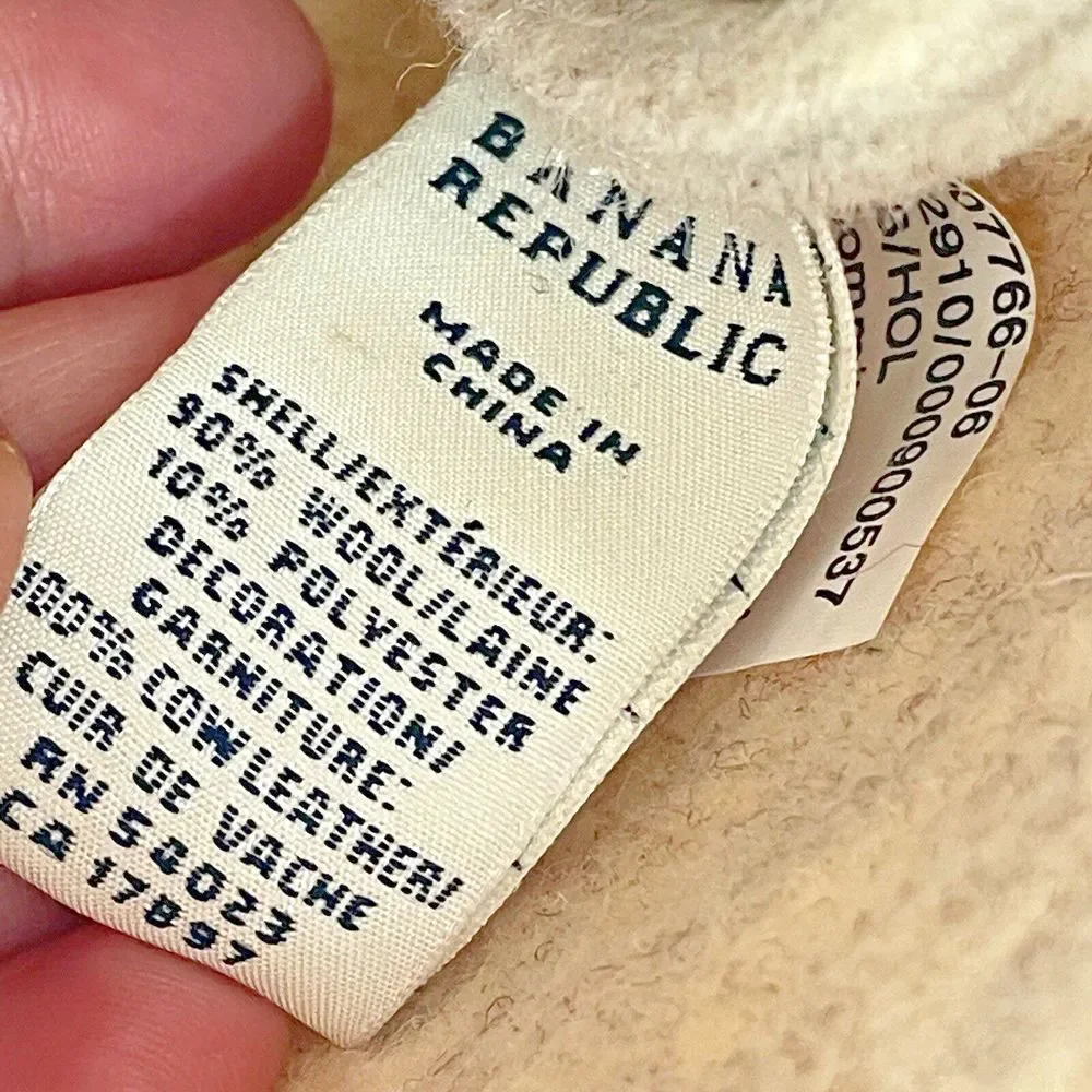 Banana Republic Y2K Vintage Bag Felt Wool Leather Beige 70s Vibe‎ Clutch Purse